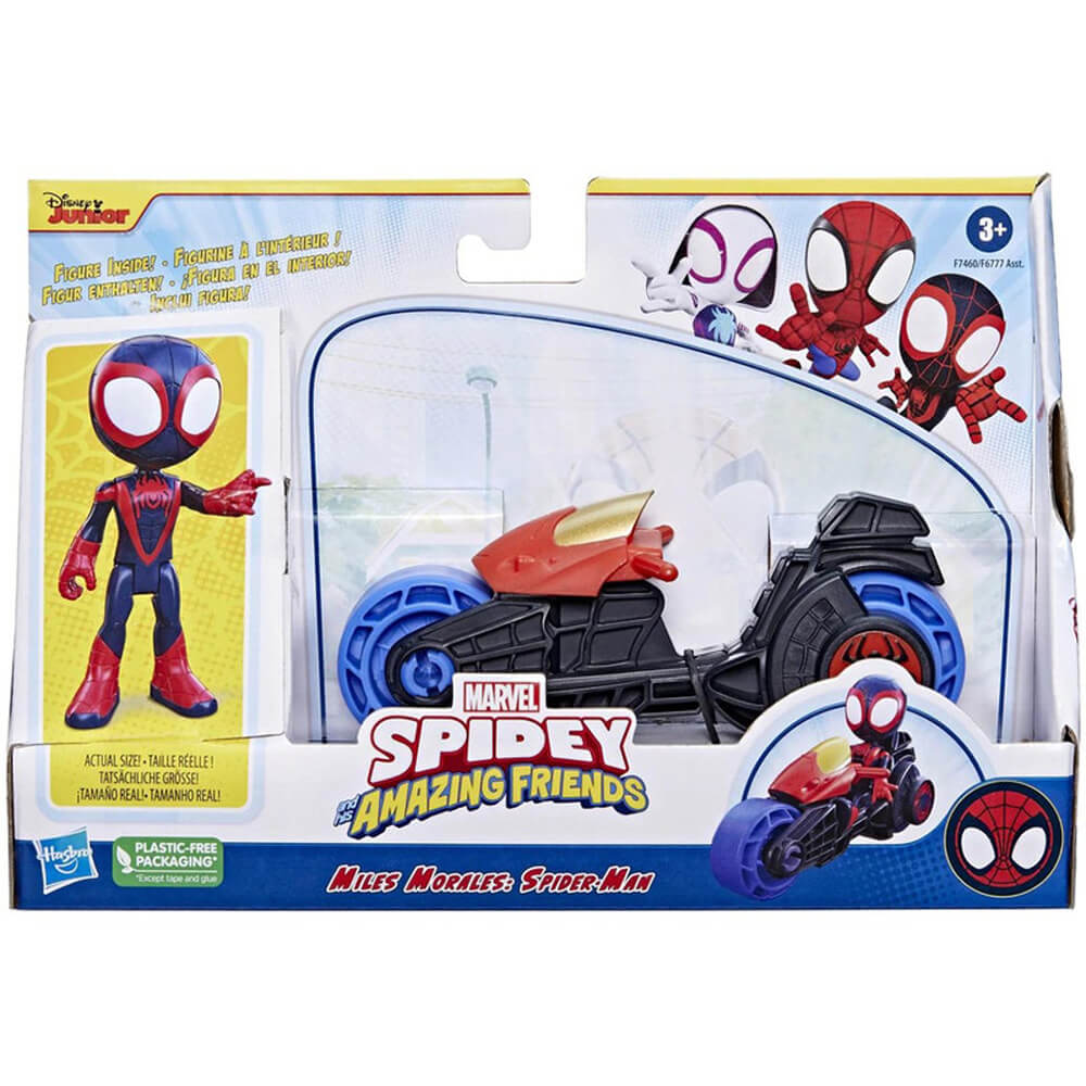 Marvel Spidey and His Amazing Friends 4" Miles Morales and Motorcycle Action Figure