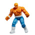 Marvel The Thing poseable action figure in dynamic stance, showing orange stone-textured body, blue pants and white boots on a crisp white background.