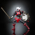 Masters of the Universe New Eternia Anti-Eternia He-Man figure in an aggressive battle stance, featuring black and red color scheme, silver weapons, shield detail, and dramatic lighting that emphasizes articulation and sculpted muscles.