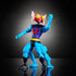 Mantenna Masters of the Universe action figure with red bug-like head, blue limbs, and yellow-eyed expression, posed with one arm raised on reflective black surface.