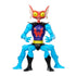 Masters of the Universe Mantenna action figure featuring blue limbs, red head with large ears, yellow eyes, and Horde emblem on chest, standing upright against white background.