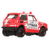 Rear angled view of Honda N600 off-road die-cast car in red and white with silver racing stripes, black bumpers, and detailed trim, part of the Matchbox Collectors series.