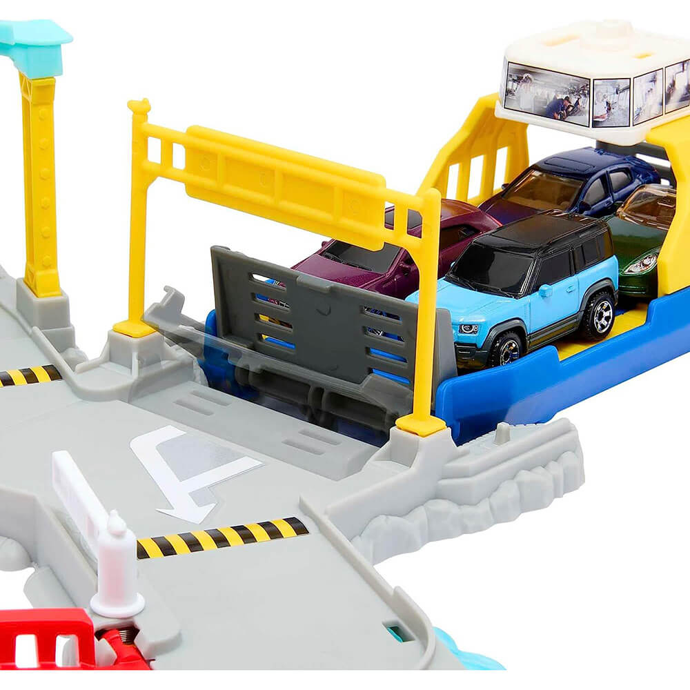 Matchbox Action Drivers Matchbox Ferry Port Playset ferry pulling up with secured vehicles