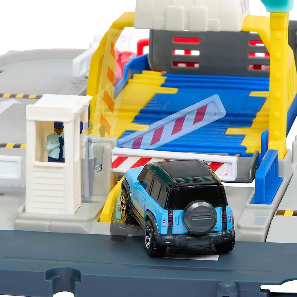 Car pulling onto the ferry of the Matchbox Action Drivers Matchbox Ferry Port Playset