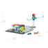 Matchbox Airport Takeoff Adventure playset dimensions shown, measuring about 24.68 inches long, 13.75 inches wide, and 11.5 inches tall, with included car and airplane.