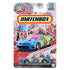 Matchbox 2016 Chevy Camaro convertible toy car in blue and yellow with Cry Baby candy graphics, packaged on a candy-themed backing card with bright lollipops and sweets.