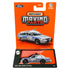 Matchbox Moving Parts toy packaging showing a silver 2006 Ford Crown Victoria security car with blue and gold decals, black wheels, and opening doors, displayed on bright orange card.