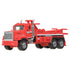 Red Matchbox Western Star 6900XD die-cast tow truck with silver grille, black accents, and triple rear axles, shown angled front view on clean white studio background.