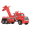 Red Matchbox Western Star 6900XD miniature wrecker truck featuring rotating tow arm, bold black side graphics, and chrome details, displayed side view on plain background.