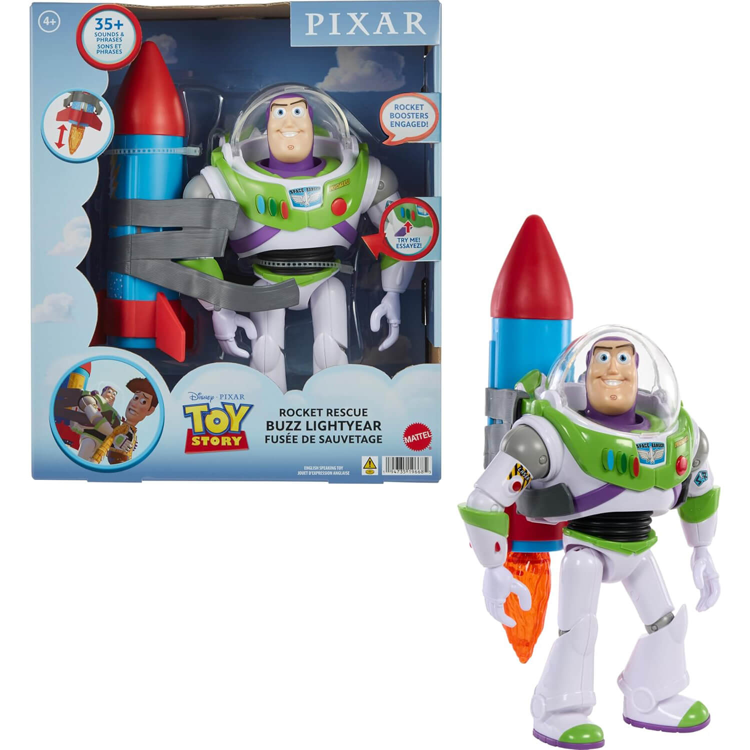 Disney and Pixar Toy Story Buzz Lightyear 10-Inch Action Figure with Rocket & Sounds