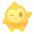 Close-up of Disney Wish glittery yellow Star figure with winking face and heart-shaped design, designed as a clip-on toy accessory.