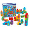 Colorful Mega Bloks ABC building set with 30 easy-to-grip blocks featuring alphabet letters, designed for toddlers ages 1 and up to support early learning.