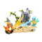 Mega Construx Pokémon Squirtle and Charmander figures in a rocky terrain with water and fire blasts, compatible with other Pokémon construction building sets.