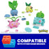 Mega Pokémon building figures Hoppip, Oddish, Turtwig, and Bulbasaur shown disassembled with colorful blocks, highlighting toy compatibility with other major brick brands.