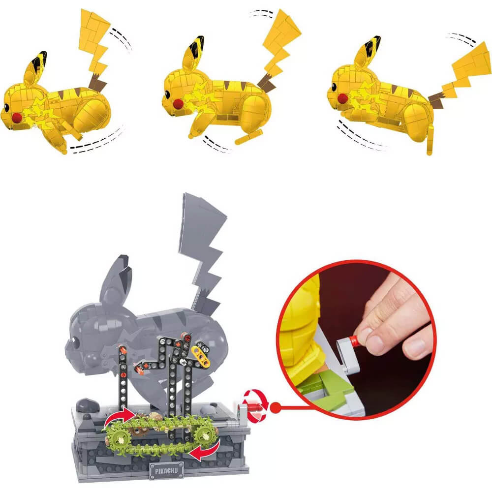 how the mechanics work on the MEGA Pokémon Motion Pikachu Mechanized 1092 Piece Building Kit