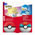 Front view of Mega Pokémon Togepi and Piplup building set package, with bright red background, character images, age recommendation, Poké Balls, and safety warning label in English and French.