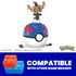 Mega Pokémon Phantump figure displayed atop blue-and-red Great Ball building block case, with text indicating compatibility with other name brand brick building sets for expanded play options.