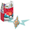 MEGA Pokémon Rotom figure with large blue lightning-shaped wings mounted on red and blue Poké Ball base, displayed separately on plain white background.