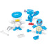 Three colorful Pokémon building toys made from interlocking plastic bricks, featuring Quaxly, Wooper, and Squirtle, each with movable parts and detailed facial expressions. The toys are displayed on a white background alongside several small accessory pieces used for assembly or customization.