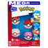 Front view of the MEGA Pokémon Water-Type Trainer Team packaging, featuring four collectible Poké Balls and character art for Squirtle, Quaxly, Magikarp, and Wooper on a blue and red background.