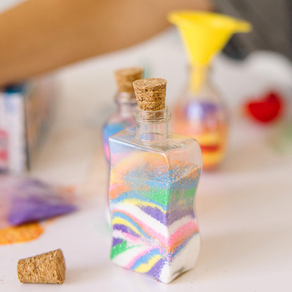 Completed bottle from the Melissa and Doug Created by Me! Sand Art Bottles Craft Kit