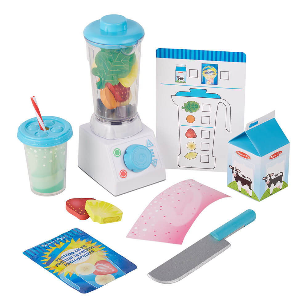 Melissa and Doug Smoothie Maker Blender Play Set outside the box and ready for playtime