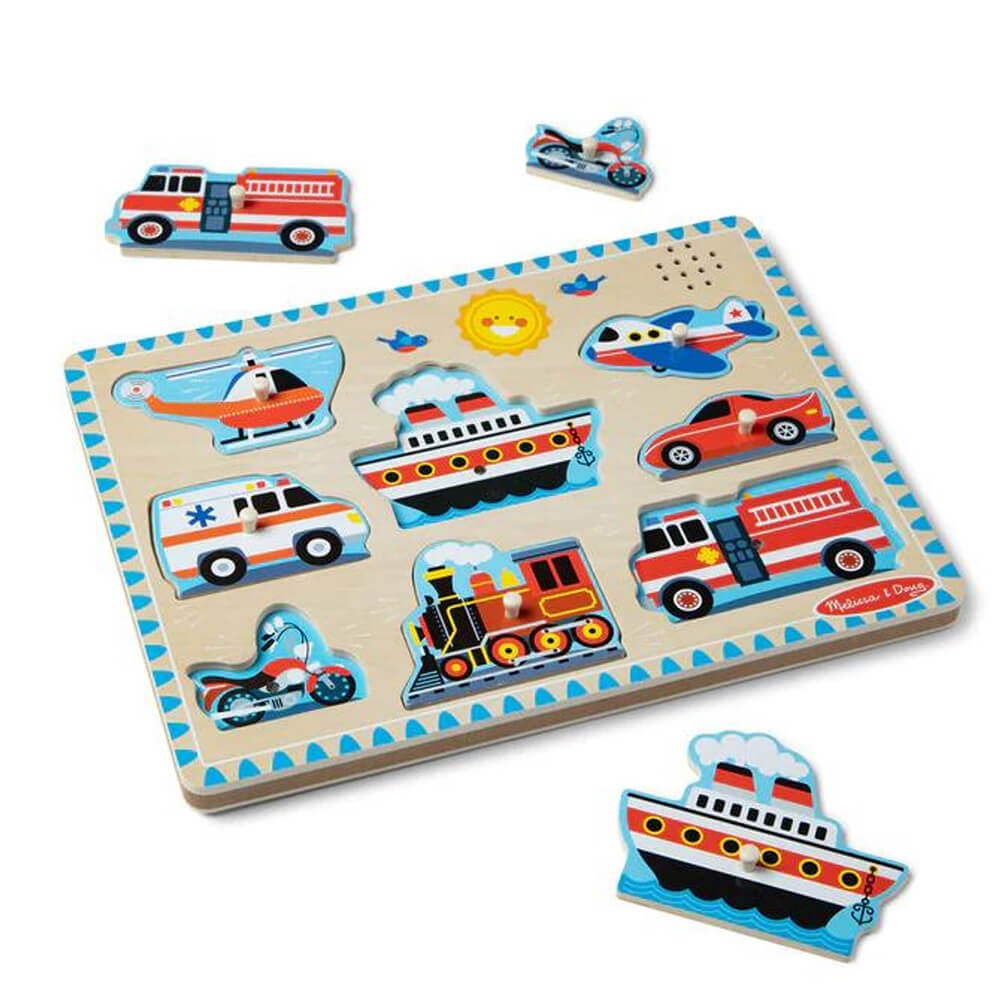 side view of Melissa and Doug Vehicles 8 Piece Sound Puzzle