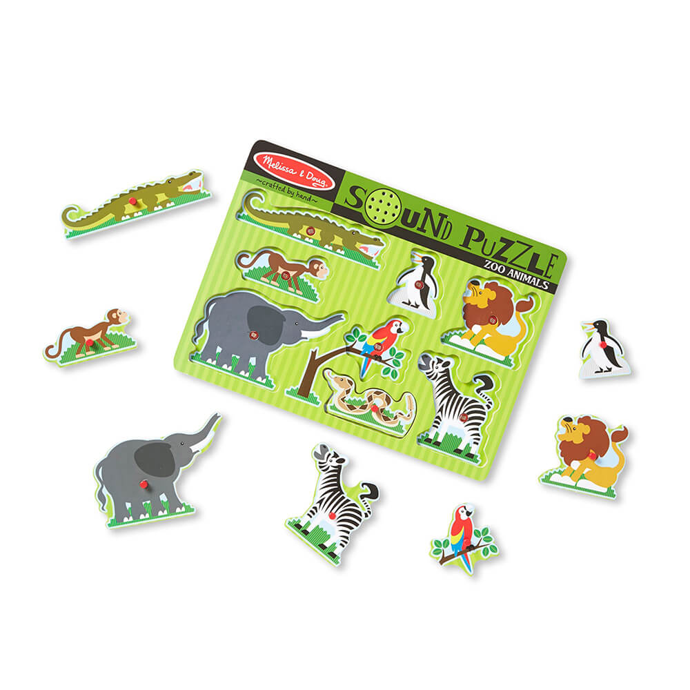 Melissa and Doug Zoo Animals 8 Piece Sound Puzzle with all pieces removed