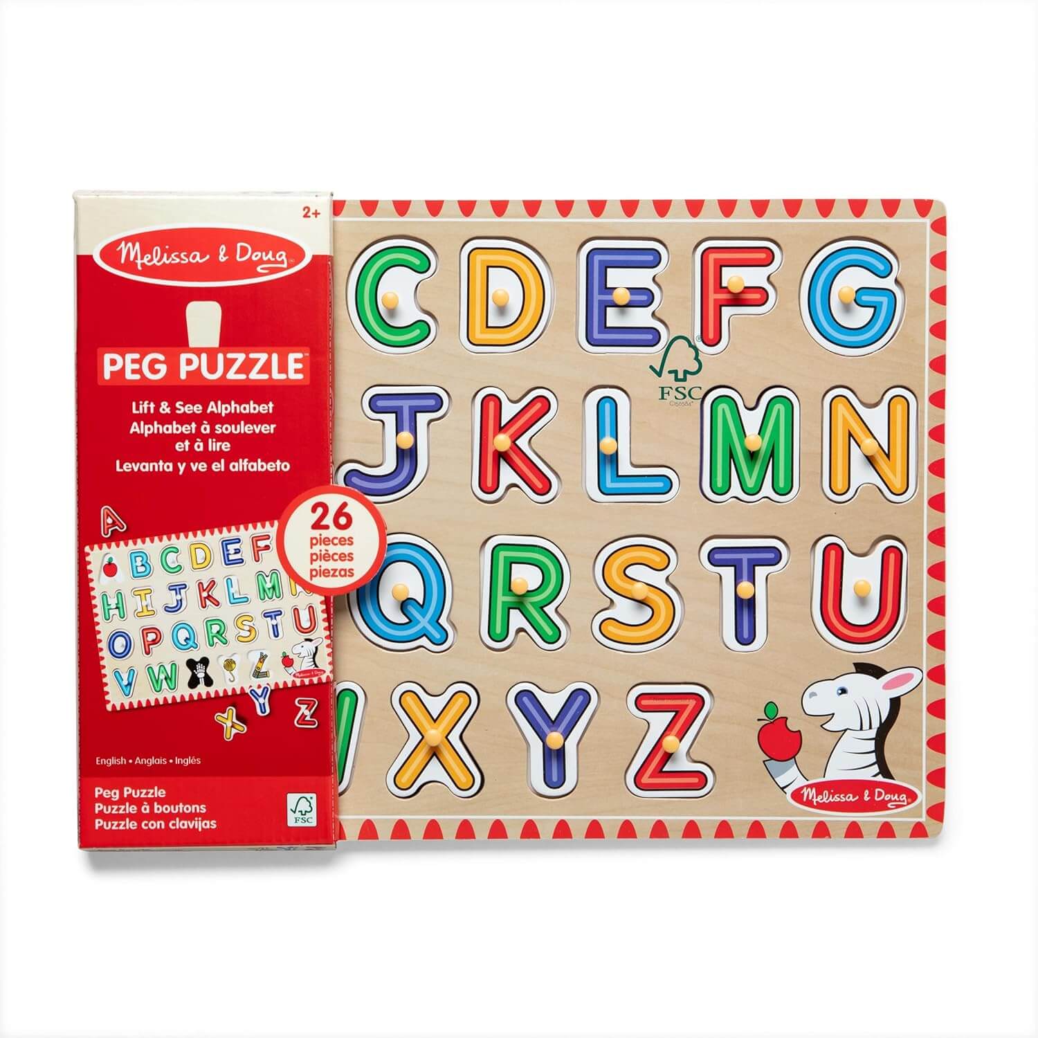 Melissa & Doug Lift & See Wooden Alphabet Puzzle (26 Pieces)