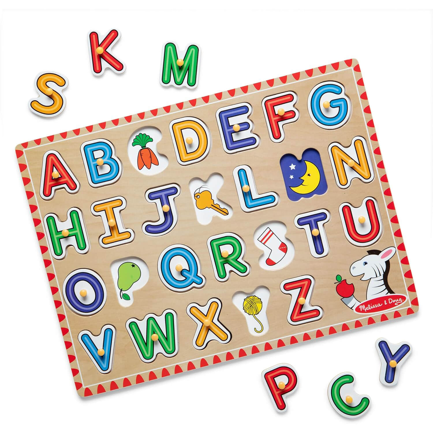 Melissa & Doug Lift & See Wooden Alphabet Puzzle (26 Pieces)