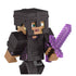 Minecraft End Conqueror Kai figure in black armor with pixelated purple sword, featuring detailed blocky design and expressive eyes against a plain white background.