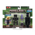 Packaged Minecraft End Conqueror Kai 2-pack with armor, purple sword, dragon egg, and Enderman, displayed in green pixel-themed retail box by Mattel.