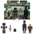 Unboxed Minecraft End Conqueror Kai 2-pack with figures, armor pieces, purple sword, and dragon egg arranged neatly against plain white background.