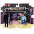 Minecraft Enderman Encounter 3.25-inch action figure playset in packaging, featuring Steve, Enderman, and pixelated accessories for imaginative gameplay.