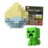 Minecraft Movie Mini Mode toy set featuring a green Creeper figure, a pixelated blue-and-yellow spawn egg container, and branded packaging by Mattel, designed for kids aged 6 and older.