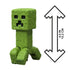 Green Creeper action figure from Minecraft Movie collection, standing 4 inches tall with textured blocky design, square head, and articulated legs shown with measurement scale.