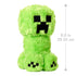 Minecraft Creeper plush toy, green fuzzy fabric with pixel face, displayed upright with measurement overlay showing 8 inches (20.32 cm) in height.