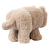 Back angled view of Minecraft Dennis plush wolf, showing beige fluffy texture, short blocky tail, squared legs, and rounded cube-like body in signature pixelated Minecraft style.