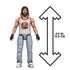 Minecraft Movie Garrett action figure shown beside bold black measurement graphic indicating 4.0 inch height, emphasizing compact scale, block-inspired proportions, and collectible size consistent with Minecraft movie action figures.