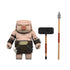 Minecraft Piglin Warrior accessories displayed on white background, featuring brown and black molded plastic hammer and spear weapons with textured handles, designed to fit the Piglin action figure for combat play and display scenes.