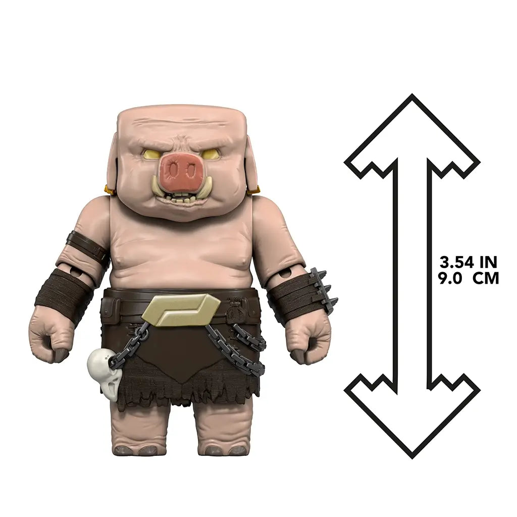 Minecraft Piglin Warrior action figure shown with black measurement graphic indicating 3.25 inch height, highlighting the compact scale, block-style proportions, and collectible size consistent with Minecraft movie toy figures.