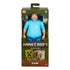 Front view of Minecraft Movie Steve 12-inch action figure in Mattel packaging, with blocky Creeper and animal graphics and character name displayed at bottom.