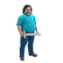 Minecraft Steve action figure featuring a man with a gray beard in a turquoise sweater and blue jeans, holding a blocky silver sword, designed in 12-inch collectible scale.