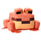 Minecraft orange frog plush toy featuring warm orange and tan colors, soft polyester fabric, blocky square frog shape, designed as an 8-inch character plush for play or display, photographed isolated on a clean white background.