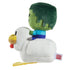 Minecraft Zombie Chicken Jockey plush right side view highlighting blocky green zombie head, stitched facial features, white chicken body with yellow beak and red wattle, and compact plush proportions.