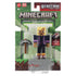 Minecraft Redstone Charged Minecraft’s Kai retail packaging with clear blister, displaying the blocky Kai figure, pixel pickaxe, gray redstone charger block, Minecraft branding, Mojang Studios logo, and green card front design.