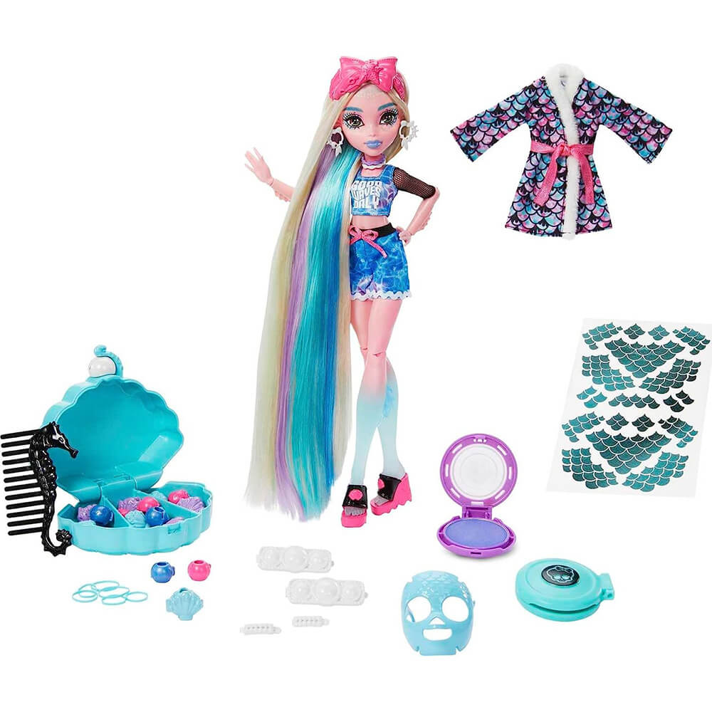 what's included with the Monster High Lagoona Blue Spa Day Doll and Accessories