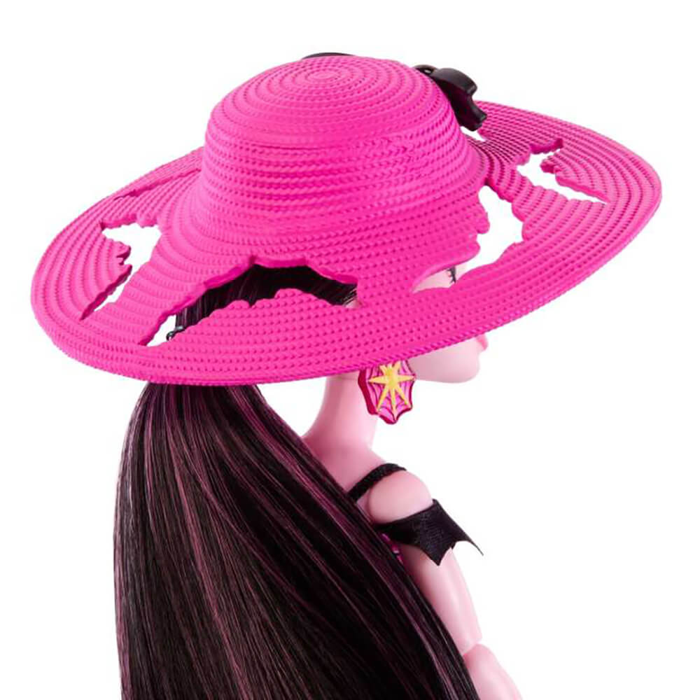 Image of Monster High Scare-Adise Island Draculaura Fashion Doll wearing hat