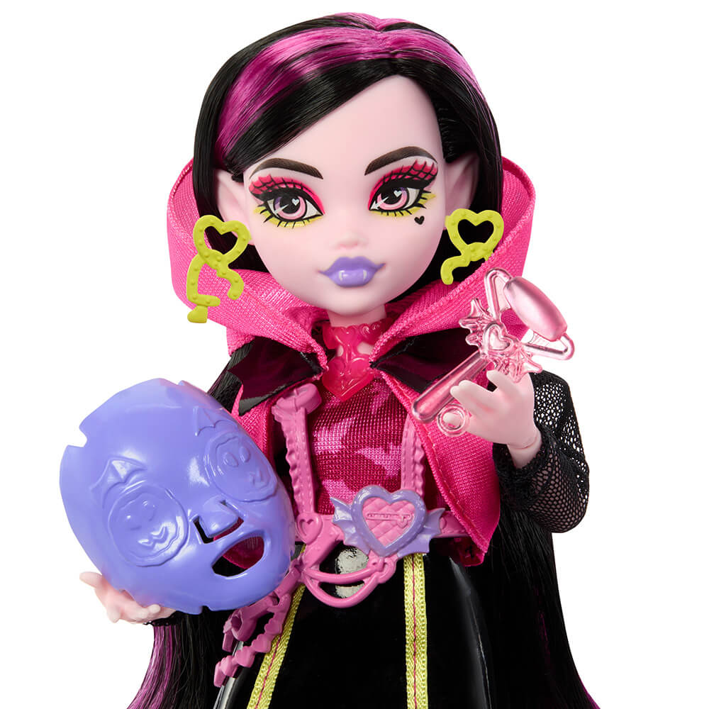 Monster High Skulltimate Secrets Neon Frights Draculaura Doll close up