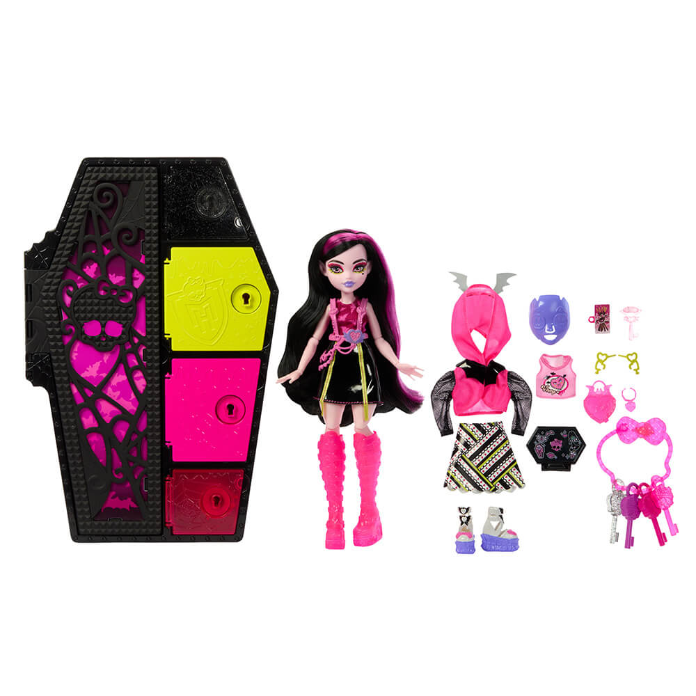 Monster High Skulltimate Secrets Neon Frights Draculaura Doll what is included 